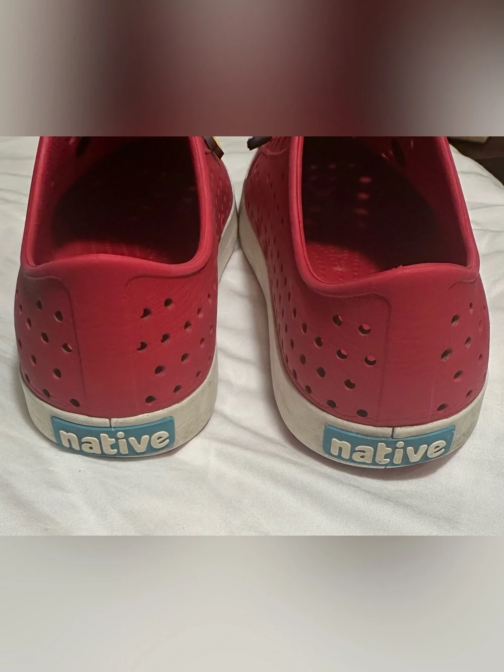 Adult Red Native Jefferson Shoes, women’s size 6/mens 8 PLUS 4 Disney Shoe Charm